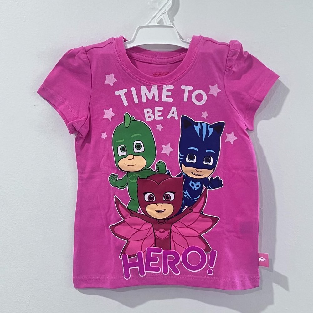 PJ Masks Time To Be a Hero Pink Girls T-Shirt NWT